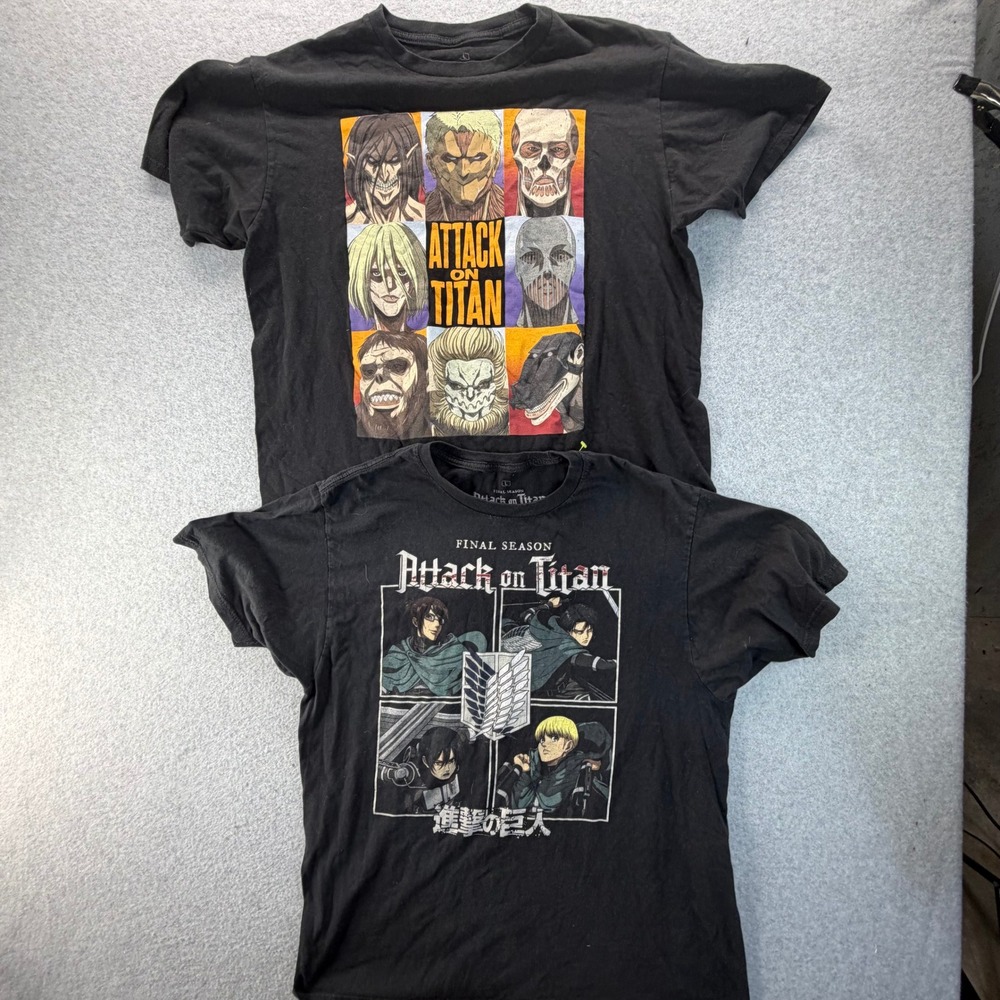 Attack on Titan Final Season T-Shirt Lot of 2 Mens Large Black Ripple Junction